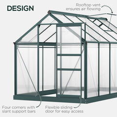 Outsunny Aluminium Frame Greenhouse Large Walk-In Greenhouse Garden Plants Grow Galvanized Base w/ Slide Door (10ft x 6ft) | Aosom UK