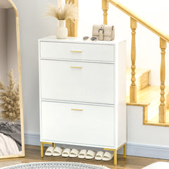 Kozy Three Drawer Slim Shoe Storage Cabinet, 12 Shoe Pairs - White