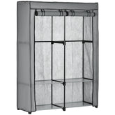 Kozy Steel Frame Fabric Wardrobe, with Rail and Shelves - Light Grey