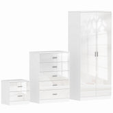 Kozy High Gloss 3 Piece Trio Bedroom Furniture Set Wardrobe + Chest Of Drawer + Bedside White