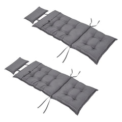 Kozy Set of 2 Outdoor Chair Cushions, High Back Padded Patio Chair with Pillow for Indoor and Outdoor Use, Dark Grey