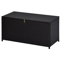 Outsunny Rattan Storage Box Outdoor Indoor Wicker Cabinet Chest Garden Furniture 118 x 54 x 59cm - Dark Brown | Aosom UK