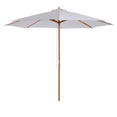 Kozy 3(m) Garden Parasol, Pulley Operated Patio Umbrella, Wooden Table Market Umbrella with Rope Pulley Mechanism and 8 Ribs, Cream White