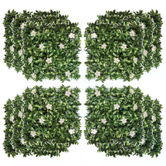 Outsunny 12PCS Artificial Boxwood Wall Panels 20" x 20" Rhododendron Privacy Fence Screen Faux Hedge Greenery Backdrop for Garden | Aosom UK