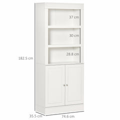 HOMCOM Kitchen Storage Cabinets with 6-tier Shelving, Kitchen Cupboard, Kitchen Larder with 3 Open Compartments and Double-door, White | Aosom UK