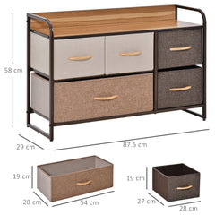 Kozy 5-Drawer Dresser, Linen Fabric Chest of Drawers, Dresser Tower Unit for Bedroom Hallway Entryway, Storage Organizer with Steel Frame Wooden Top