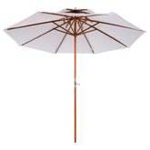 Outsunny Waterproof 2.7m Patio Umbrella Double Tier Garden Parasol Umbrella Outdoor Sun Umbrella Sunshade Bamboo Parasol Cream White | Aosom UK