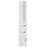 kleankin Modern Bathroom Storage Cabinet, Freestanding Tall Bathroom Cabinet with Open Shelves and 3 Cupboards with Door, for Bedroom Hallway, White
