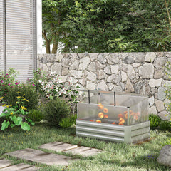 Outsunny Raised Beds for Garden with Mini Greenhouse, Galvanised Outdoor Planters and Cold Grame, for Herbs and Vegetables | Aosom UK