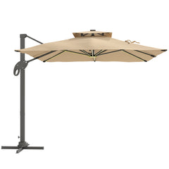 Kozy 3 x 3(m) Aluminium Sun Square Canopy Top w/ Adjustable Pole Angle Khaki