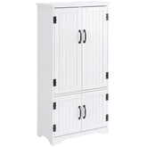 Kozy Accent Floor Storage Cabinet Kitchen Cupboard with Adjustable Shelves and 2 Lower Doors, White