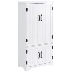 Kozy Accent Floor Storage Cabinet Kitchen Cupboard with Adjustable Shelves and 2 Lower Doors, White