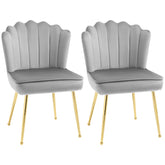 HOMCOM Shell Luxe Velvet Accent Chair, Modern Living Room Chair with Gold Metal Legs for Living Room, Bedroom, Home Office, Set of 2, Grey | Aosom UK