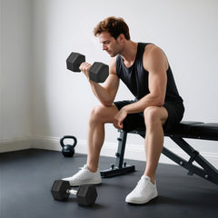 Kozy - 2x20KG Rubber Hex Dumbbell Portable Hand Weights Dumbbell Home Gym