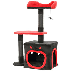 Kozy - Cat Tree, Gothic Cat Tower with Scratching Posts, Cute Condo, Coffin Platform, Bed and Spider Toy, Halloween