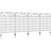 Outsunny 4PCs 43in x 11.5ft Decorative Fence Panels, Outdoor Garden Fencing, Rustproof Metal Wire Landscape Edging Animal Barrier, Black | Aosom UK