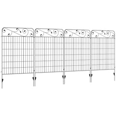 Outsunny 4PCs 43in x 11.5ft Decorative Fence Panels, Outdoor Garden Fencing, Rustproof Metal Wire Landscape Edging Animal Barrier, Black | Aosom UK