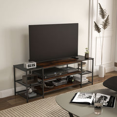 Kozy TV Unit Cabinet for TVs up to 60 Inches, Industrial TV Stand with Storage Shelves for Living Room, Brown and Black