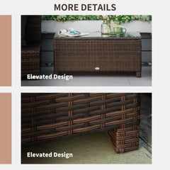 Kozy PE Rattan Garden Coffee Table with Glass Table Top - Brown