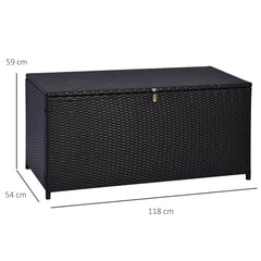 Outsunny Rattan Storage Box Outdoor Indoor Wicker Cabinet Chest Garden Furniture 118 x 54 x 59cm - Dark Brown | Aosom UK