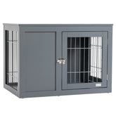 Kozy Furniture Style Dog Crate for Small and Medium Dogs, End Table Pet Cage with Two Lockable Doors - Grey