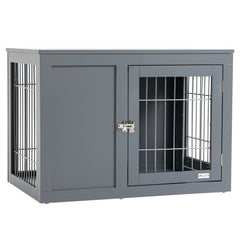 Kozy Furniture Style Dog Crate for Small and Medium Dogs, End Table Pet Cage with Two Lockable Doors - Grey