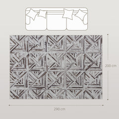 Kozy - Modern Area Rug, Triangle Pattern Non-Slip Washable Rug, Chenille Floor Carpet for Living Room, Bedroom, Dining Room, Home Office, 290 x 200 cm, Brown