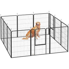 Kozy - 12-Panel Solid Dog Playpen with Doors, for Large Dogs, 100cm Tall, Black