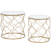 Kozy Nesting Tables Set of 2, Modern Stacking Side End Table with Tempered Glass Top, Metal Frame for Living Room Bedroom Office, Gold Tone