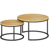 Kozy - Set of Two Wood-Effect Stacking Tables - Natural