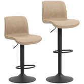 Kozy Bar Stools Set of 2, PU Leather Barstools with Backrest and Footrest for Kitchen, Counter, Breakfast Bar, Light Brown