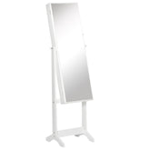 Kozy Full Length Mirror with Storage, Jewellery Cabinet with Mirror, Adjustable Angle and Stand, Lockable Jewellery Organiser for Bedroom Dressing Room, Grey