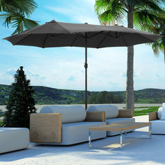 Outsunny 4.6m Garden Parasol Double-Sided Sun Umbrella Patio Market Shelter Canopy Shade Outdoor with Cross Base – Grey