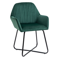 HOMCOM Modern Arm Chair Upholstered Accent Chair with Metal Base for Living Room Green | Aosom UK
