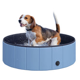 Kozy Dog Paddling Pool, Foldable Dog Pool, Leakproof & Hard Plastic, Portable Pet Bathtub with Non-Slip Base & Drainage Hole, for Indoors, Outdoors, Garden, Patio, 100 x 30 cm, Blue