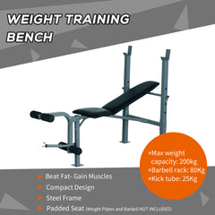 Kozy 4-Levels Adjustable Weight Bench Fitness Equipment with Barbell Rack-Black