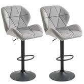 Kozy Adjustable Bar Stools Set of 2, Armless Upholstered Swivel Counter Chairs, Barstools with Back, Footrest, Light Grey