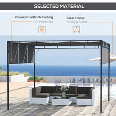 Kozy 3 x 3(m) Steel Pergola Gazebo with Retractable Roof, Garden Gazebo Canopy Sun Shade Shelter for Outdoor, Deck, Patio, Dark Grey
