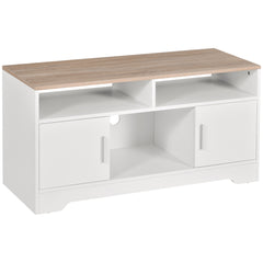 Kozy TV Stand Cabinet up to 50", Modern TV Unit with Storage, Open Shelves and Cable Management for Living Room, Bedroom, White