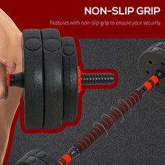 Kozy 25kg 2 IN 1 Adjustable Dumbbells Weight Set, Dumbbell Hand Weight Barbell for Body Fitness, Lifting Training for Home, Office, Gym, Black