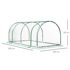 Kozy Tunnel Greenhouse Green Grow House for Garden Outdoor, Steel Frame, PVC Cover, Transparent, 200 x 100 x 80cm