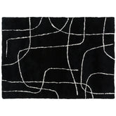 Kozy - Modern Fluffy Area Rug, Geometric Pattern Washable Rug, Soft High Pile Floor Carpet for Living Room, Bedroom, Dining Room, Home Office, 170 x 120 cm, Black