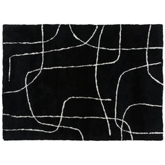 Kozy - Modern Fluffy Area Rug, Geometric Pattern Washable Rug, Soft High Pile Floor Carpet for Living Room, Bedroom, Dining Room, Home Office, 170 x 120 cm, Black