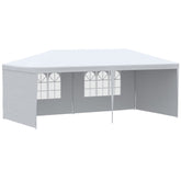 Outsunny 6 x 3 m Party Tent Gazebo Marquee Outdoor Patio Canopy Shelter with Windows and Side Panels White | Aosom UK
