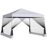 Kozy Outdoor Garden Pop-up Gazebo Canopy Tent Sun Shade Event Shelter Folding with Adjustable Height, Mesh Screen Side Walls 3.5 M × 3.5 M Base / 3 M × 3 M Top, White