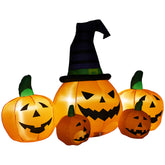 Kozy 6ft Inflatable Halloween Large Pumpkin in Hat with Four Small Pumpkins, Blow-Up Outdoor LED Display for Lawn, Garden, Party