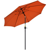 Outsunny 2.6M Patio Parasol Sun Umbrella, Tilt Shade Shelter Canopy with Crank 8 Ribs Aluminium Frame, Orange | Aosom UK