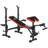 Kozy Adjustable Weight Bench with Leg Extension, Barbell Rack, Preacher Curl Pad, Butterfly, Multi-Function Home Gym Bench for Strength Training, Red