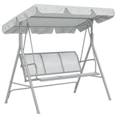 Kozy Metal Garden Swing Chair, 3-Seater Swing Seat, Patio Hammock Bench Canopy Lounger, Light Grey