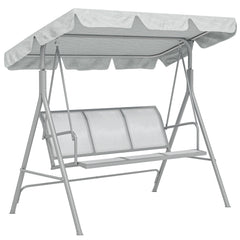 Kozy Metal Garden Swing Chair, 3-Seater Swing Seat, Patio Hammock Bench Canopy Lounger, Light Grey